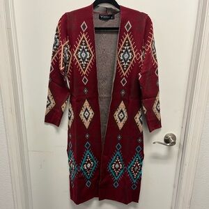 Wine Aztec Cardigan